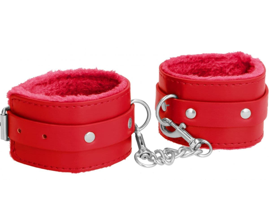 Наручники Plush Leather Hand Cuffs, Цвет: красный, фото 