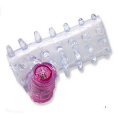 Прозрачная вибронасадка на пенис с шишечками и открытой головкой, фото 