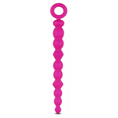 Розовая анальная цепочка-елочка SILICONE BEADS - 24,6 см., фото 