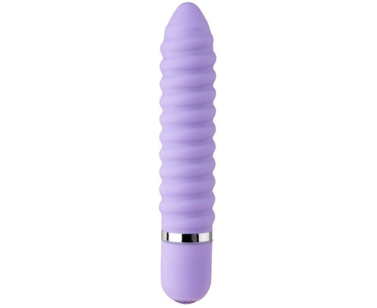 Фиолетовый ребристый мини-вибратор NEON WICKED WAND PURPLE - 11,4 см., фото 