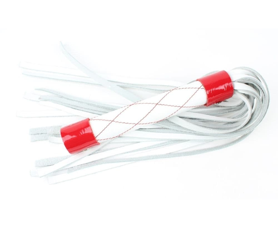 Бело-красная плеть средней длины с ручкой - 44 см., фото 
