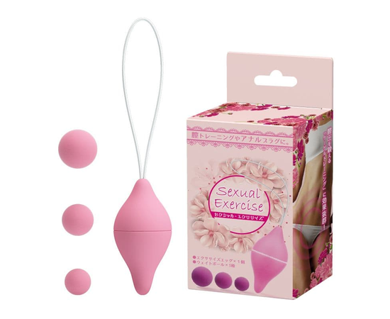 Вагинальный шарик с 3 сменными грузиками Sexual Exercise, Цвет: розовый, фото 