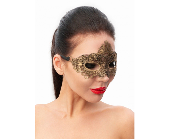 Золотистая женская карнавальная маска, Цвет: золотистый, фото 