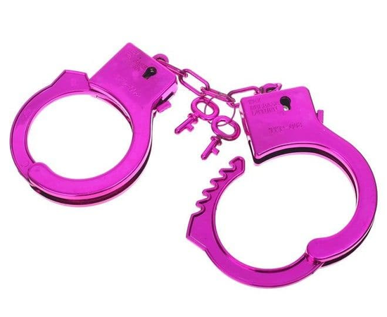 Ярко-розовые пластиковые наручники "Блеск", фото 