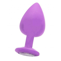 Фиолетовая анальная пробка OUCH! Extra Large Diamond Butt Plug с кристаллом - 9,3 см., фото 