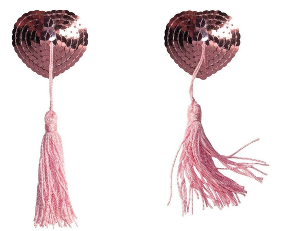 Розовые пэстисы-сердечки Gipsy с кисточками, Цвет: розовый, фото 