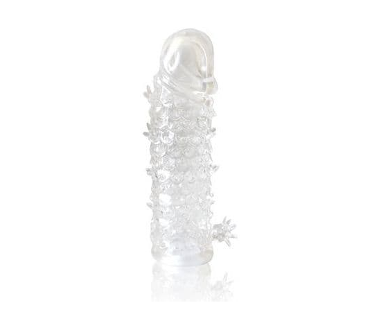Закрытая прозрачная рельефная насадка Crystal sleeve - 13 см., фото 