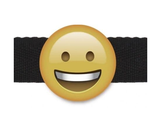 Кляп-смайлик Smiley Emoji с черными лентами, фото 