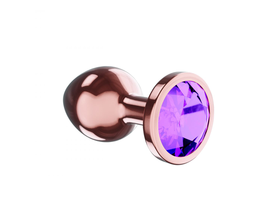 Пробка цвета розового золота с фиолетовым кристаллом Diamond Amethyst Shine S - 7,2 см., Длина: 7.20, Цвет: фиолетовый, фото 