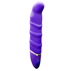 Фиолетовый перезаряжаемый вибратор с ребрышками PROVIBE - 14 см., фото 