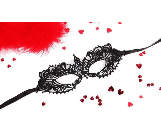 Черная ажурная текстильная маска Кэролин, Цвет: черный, фото 