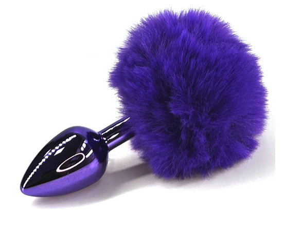 Фиолетовая анальная пробка с заячьим хвостиком, Длина: 11.50, Цвет: фиолетовый, фото 