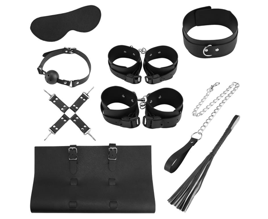 Оригинальный БДСМ-набор из 9 предметов в черной сумке, фото 