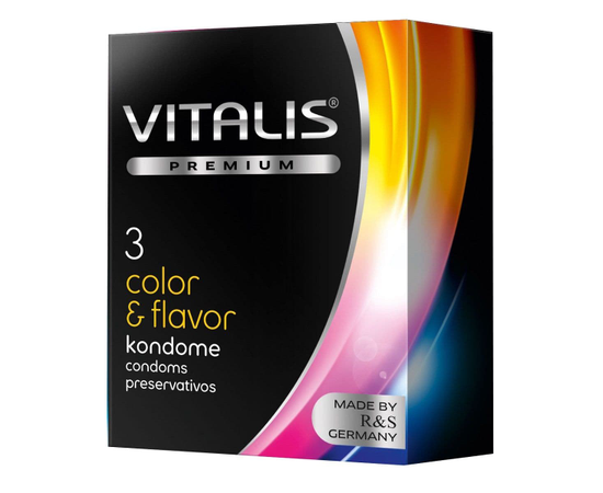Цветные ароматизированные презервативы VITALIS PREMIUM color & flavor - 3 шт., Объем: 3 шт., Цвет: разноцветный, фото 