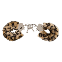 Леопардовые меховые наручники Love Cuffs Leo, фото 