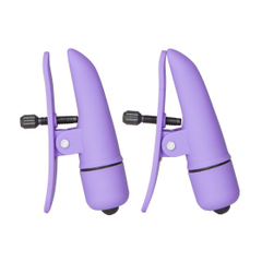 Фиолетовые зажимы-прищепки с вибрацией Nipplettes, фото 