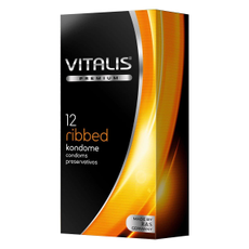 Ребристые презервативы VITALIS PREMIUM ribbed - 12 шт., Объем: 12 шт., Цвет: прозрачный, фото 