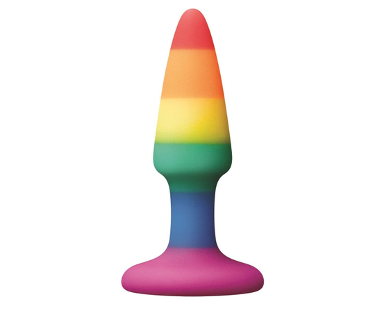 Разноцветная мини-пробка Colours Pride Edition Pleasure Plug Mini - 8,9 см., фото 