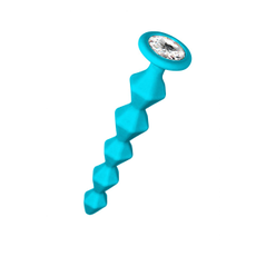 Анальная цепочка с кристаллом Buddy - 17,7 см., Цвет: бирюзовый, фото 