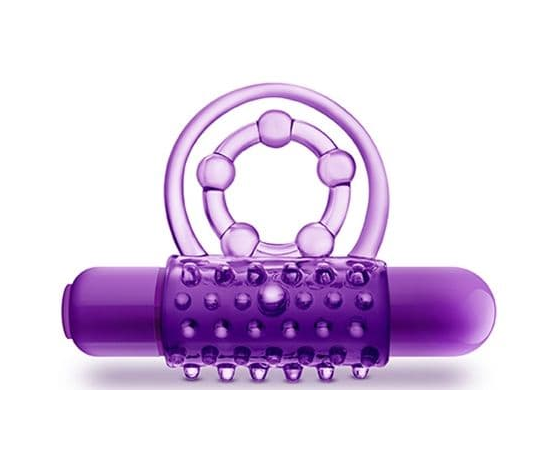 Фиолетовое эрекционное виброкольцо The Player Vibrating Double Strap Cock Ring, фото 