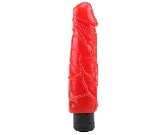 Красный реалистичный вибратор Hot Storm Devilish X1 - 23,4 см., фото 