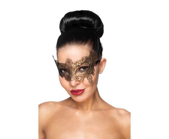 Золотистая карнавальная маска "Вега", Цвет: золотистый, фото 