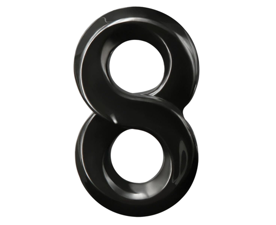 Черное эрекционное кольцо с подхватом мошонки Lucky 8, фото 