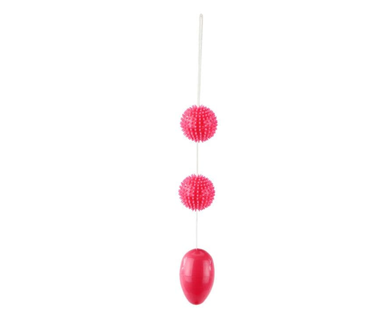 Розовые анальные шарики с рельефом, фото 