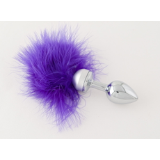 Малая анальная втулка с фиолетовой опушкой - 7 см., фото 