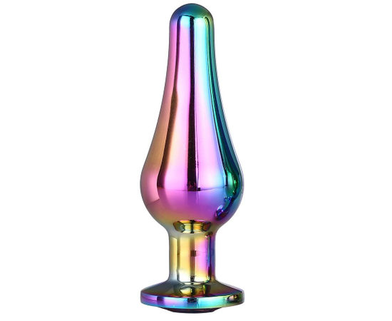 Радужная анальная пробка с кристаллом Coloured Pleasure Plug S - 9 см., Длина: 9.00, Цвет: разноцветный, фото 
