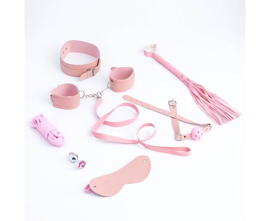 Эротический БДСМ-набор из 8 предметов в нежно-розовом цвете, фото 