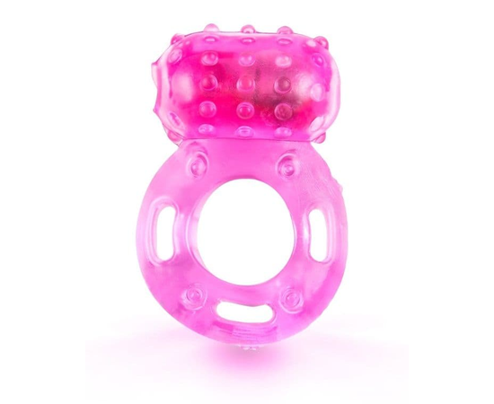 Розовое гелевое эрекционное кольцо с вибропулей, фото 