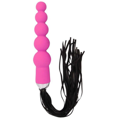 Черная многохвостовая плеть с розовой анальной елочкой, фото 