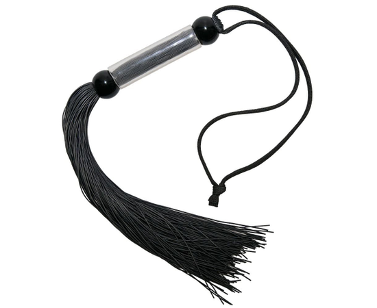 Чёрная мини-плетка с железной ручкой - 26 см., фото 
