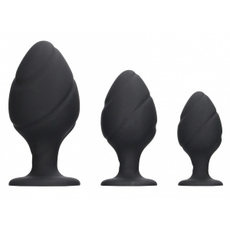 Набор из 3 черных анальных пробок Swirled Butt Plug Set, фото 