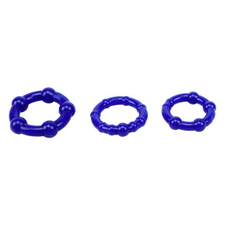 Набор из 3 синих стимулирующих колец Beaded Cock Rings, фото 