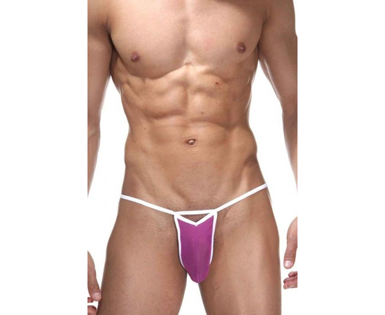 Оригинальные мужские стринги на контрастной резинке, Цвет: лиловый, Размер: S-M, фото 