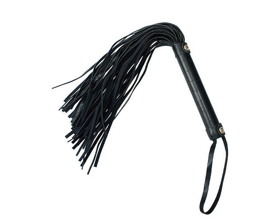Чёрный флоггер с плетеной рукоятью - 38 см., фото 