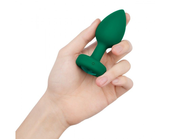 Анальная вибровтулка с кристаллом b-Vibe Vibrating Jewel Plug M/L - 10,5 см., Цвет: зеленый, фото 