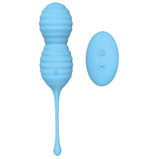 Голубые вагинальные виброшарики BEEHIVE с пультом ДУ, фото 