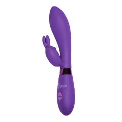 Вибратор Indeep Yonce с клиторальным зайчиком - 20,5 см., Цвет: фиолетовый, фото 