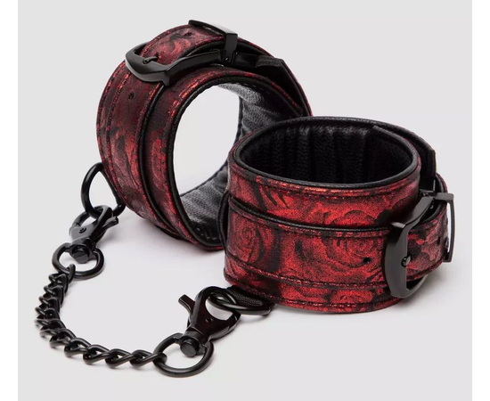 Красно-черные наручники Reversible Faux Leather Wrist Cuffs, фото 