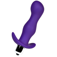 Фиолетовая изогнутая анальная вибропробка - 12,9 см., фото 