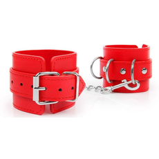 Красные наручники на регулируемых ремешках с цепочкой, фото 