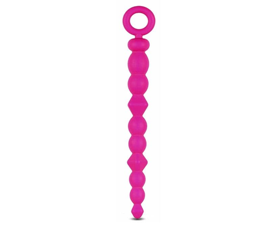 Розовая анальная цепочка-елочка SILICONE BEADS - 24,6 см., фото 