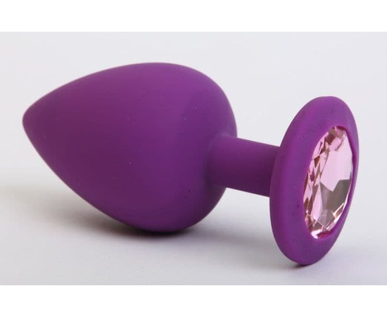 Фиолетовая силиконовая пробка с розовым стразом - 7,1 см., фото 