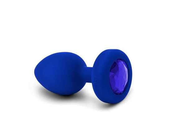 Синяя вибропробка Vibrating Jewel Plug L/XL - 11 см., фото 