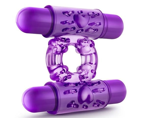 Фиолетовое эрекционное виброкольцо Double Play, фото 