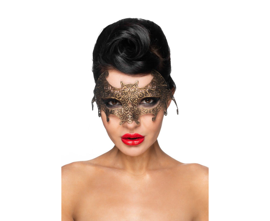 Золотистая карнавальная маска "Унукэльхайя", Цвет: золотистый, фото 