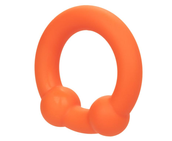 Оранжевое эрекционное кольцо Liquid Silicone Dual Ball Ring, фото 